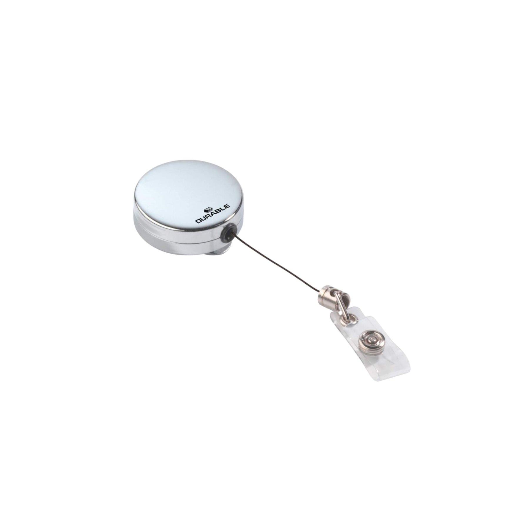 Durable Ретрактор Chrome, ролетен държач за бадж, с клипс, метален, 10 броя | JAR Computers Durable Ретрактор Chrome, ролетен държач за бадж, с клипс, метален, 10 броя