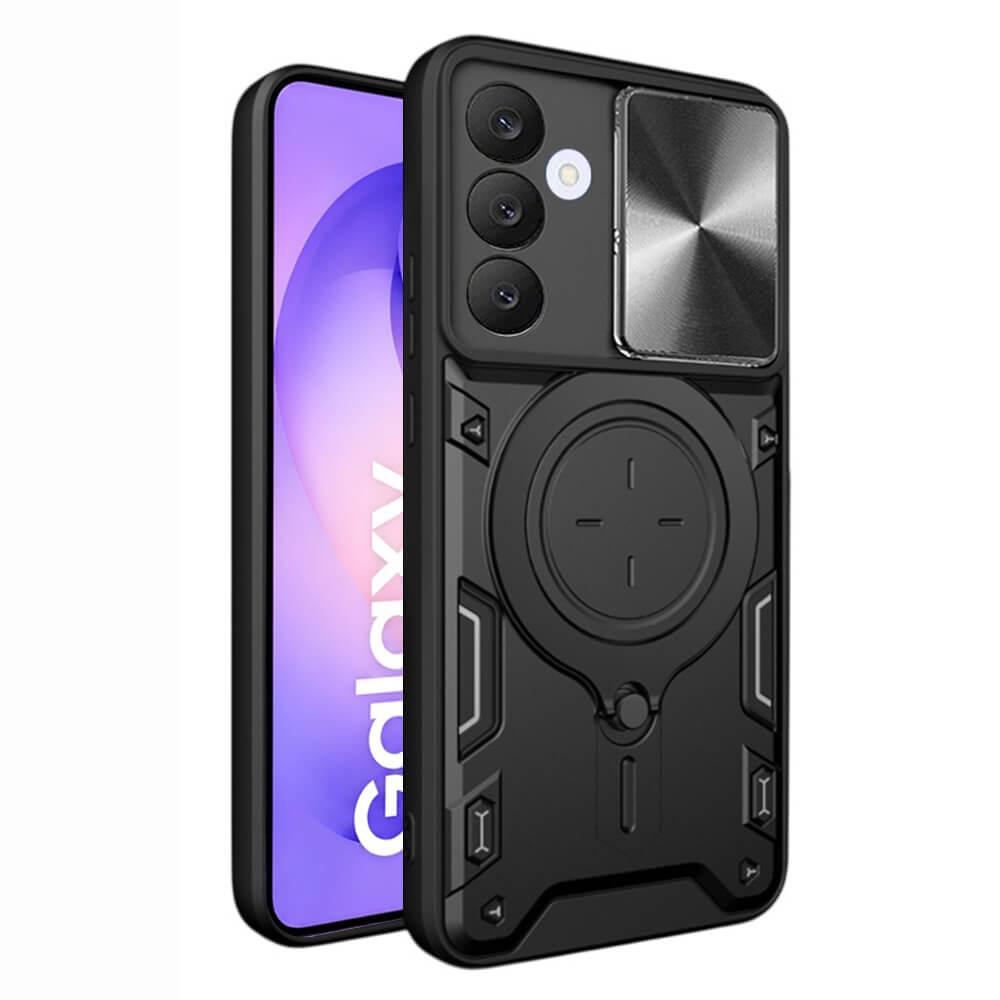 Хибриден удароустойчив кейс с вградена поставка за Samsung Galaxy S26 FE, Galaxy S25 FE - Techsuit CamGuard Pro Case (черен) | JAR Computers Хибриден удароустойчив кейс с вградена поставка за Samsung Galaxy S26 FE, Galaxy S25 FE - Techsuit CamGuard Pro Case (черен)