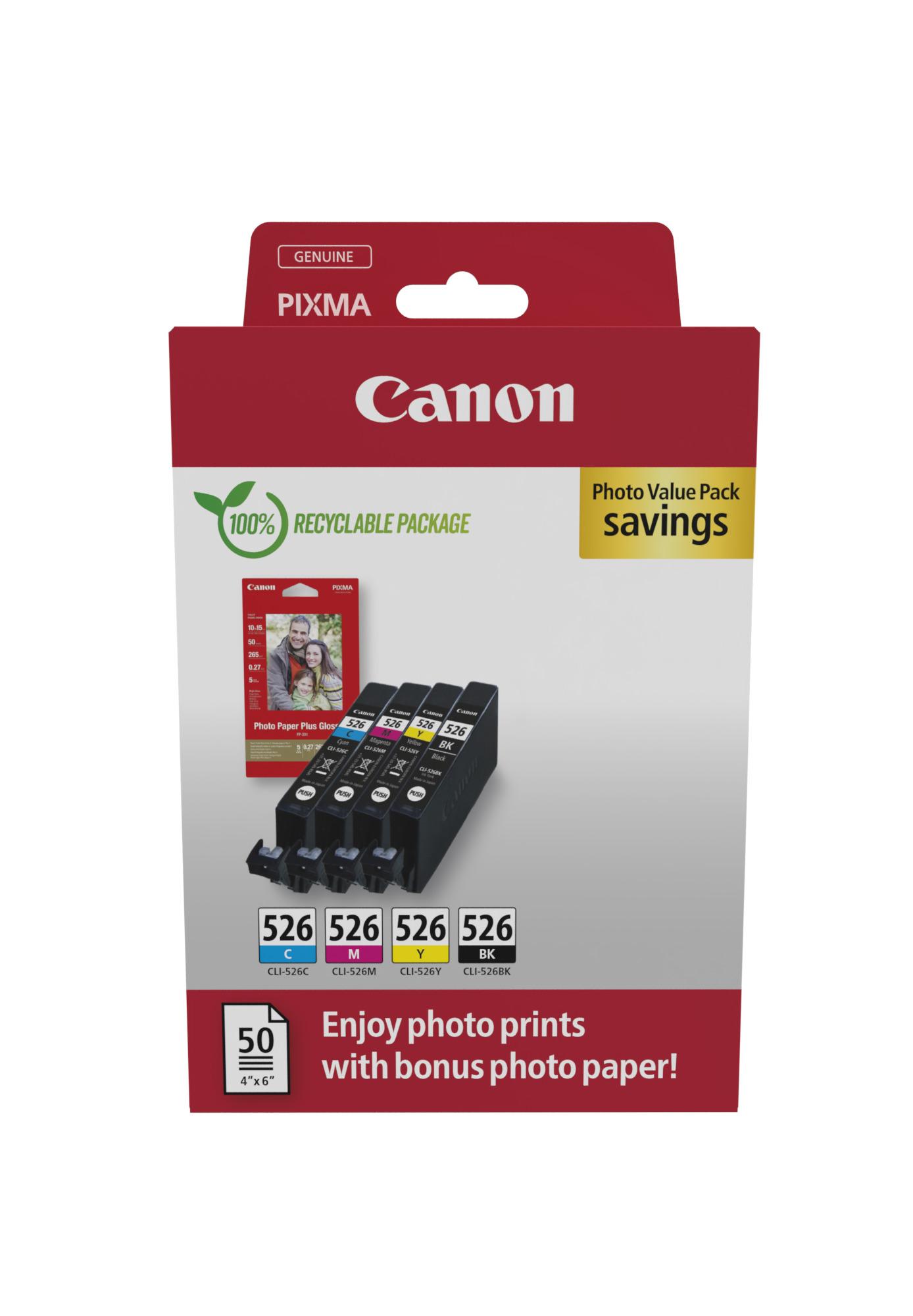 Комплект 4 глави за Canon Pixma MX890/MG6200/MG8200 Series - Ink - CLI526 (CLI-526) / 4540B019 - BK/C/M/Y - PN 4540B019 | JAR Computers Комплект 4 глави за Canon Pixma MX890/MG6200/MG8200 Series - Ink - CLI526 (CLI-526) / 4540B019 - BK/C/M/Y - PN 4540B019