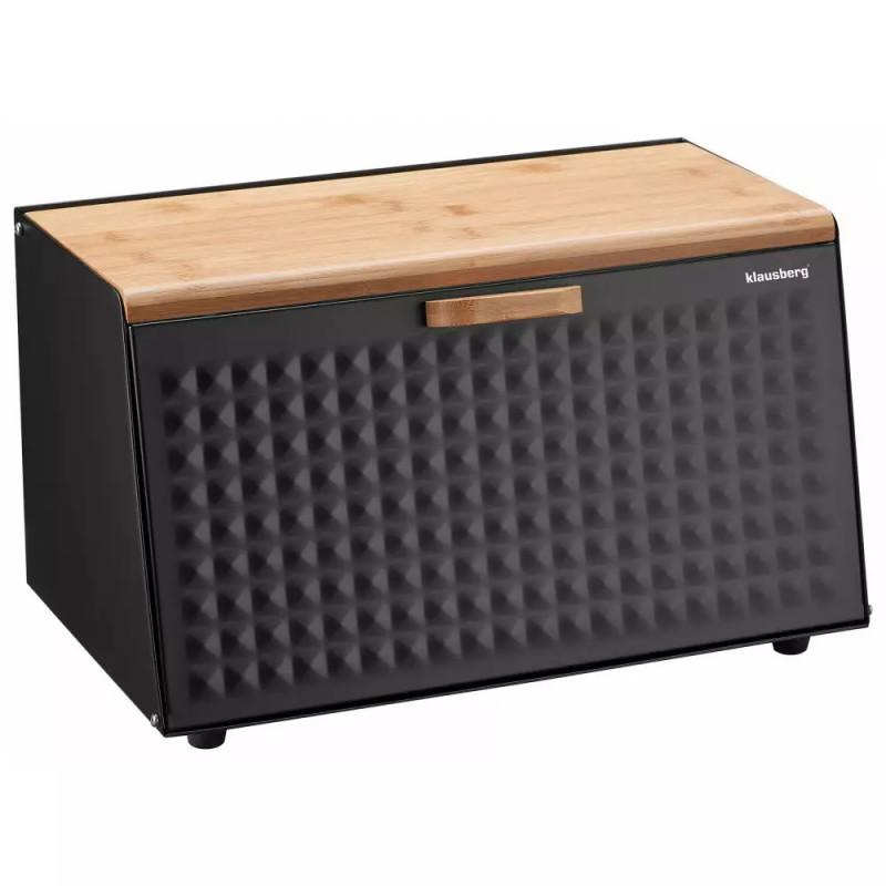 Кутия за хляб Klausberg KB 7467, 35.5 см, Стомана, Бамбук, Горен и преден капак, Черен | JAR Computers Кутия за хляб Klausberg KB 7467, 35.5 см, Стомана, Бамбук, Горен и преден капак, Черен