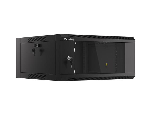Lanberg rack cabinet 19" wall-mounted 4U 600 fast assembly (flat pack) black