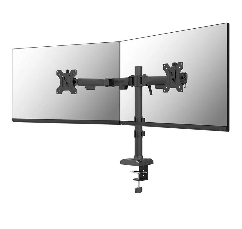Neomounts Nero Double Flat Screen Desk Mount (phone holder+Quick-fix clamp/grommet)