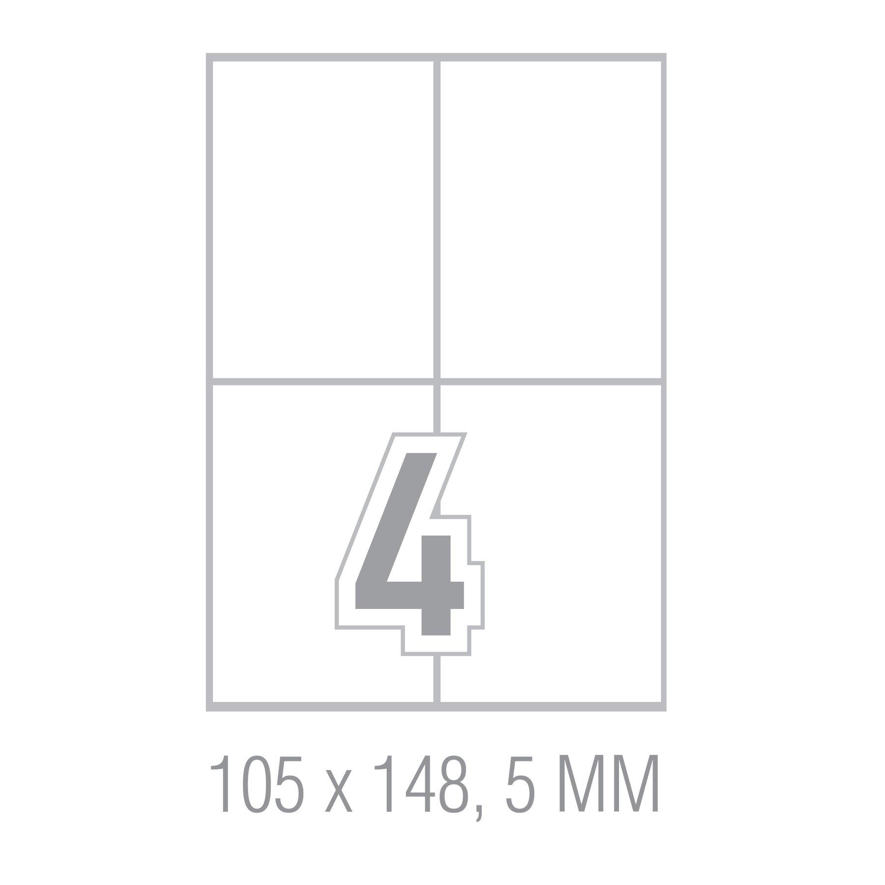 Office 1 Самозалепващи се етикети, A4, 105 x 148.5 mm, прави ъгли, 100 листа