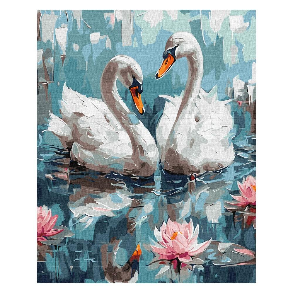 Рисуване по номера IDEYKA, с подрамка, THE SWANS IN LOVE/Лебеди, 40х50 см | JAR Computers Рисуване по номера IDEYKA, с подрамка, THE SWANS IN LOVE/Лебеди, 40х50 см