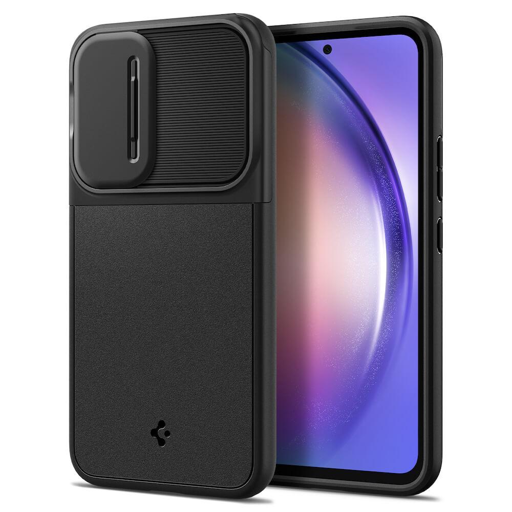 Тънък качествен силиконов (TPU) калъф с капак за камерата за Samsung Galaxy A54 5G - Spigen Optik Armor Case (черен) | JAR Computers Тънък качествен силиконов (TPU) калъф с капак за камерата за Samsung Galaxy A54 5G - Spigen Optik Armor Case (черен)