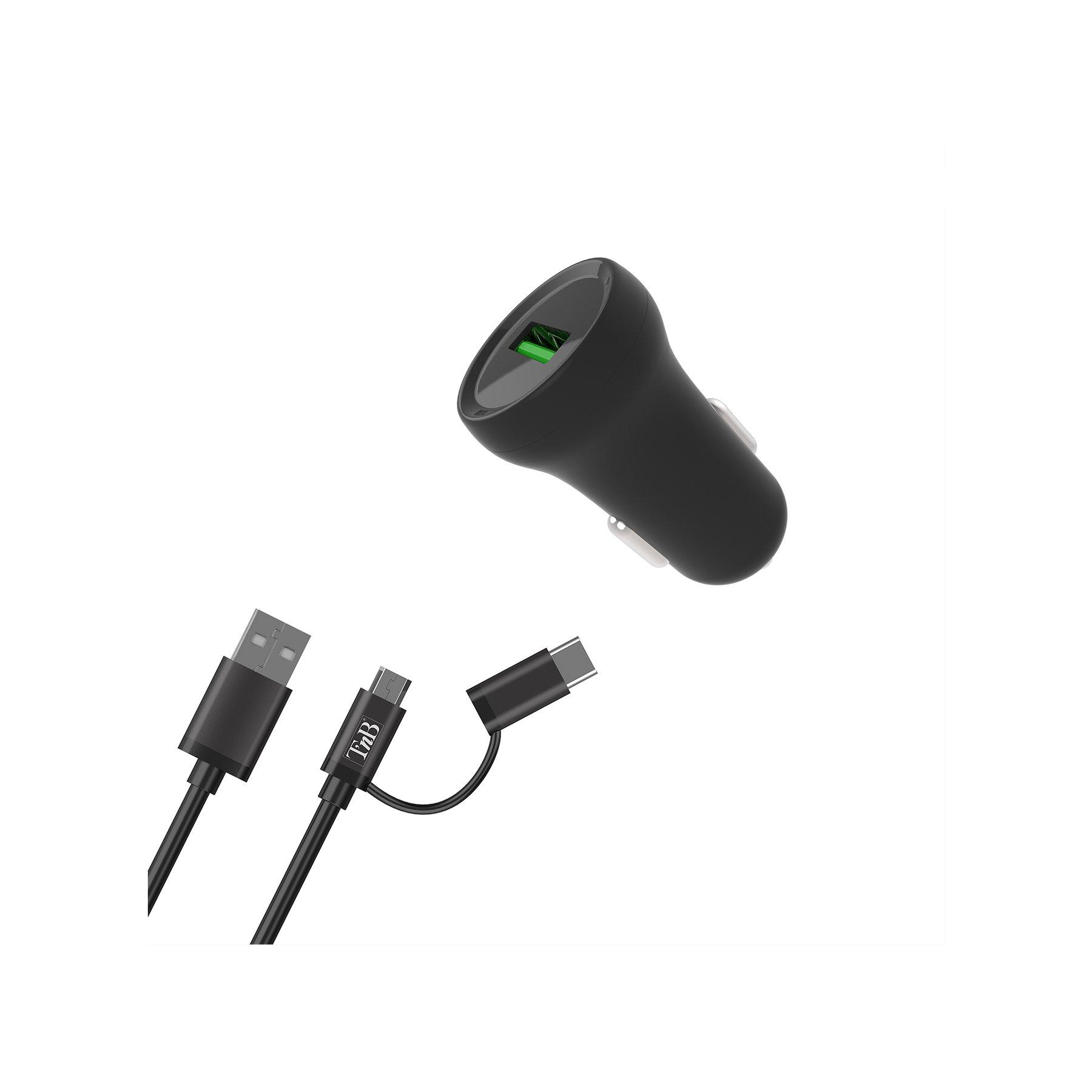 Зарядно за кола TNB, USB Type-C, micro USB кабел, USB Type-A, дължина 1 m, черно | JAR Computers Зарядно за кола TNB, USB Type-C, micro USB кабел, USB Type-A, дължина 1 m, черно