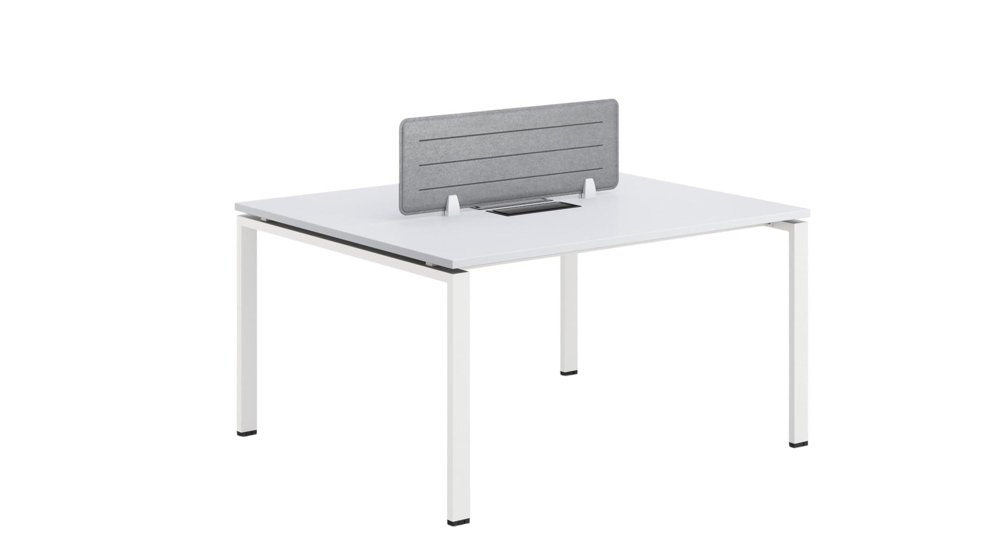 Бюро RFG Бенч Monaco, двуместно, 1400 х 1200 х 750 mm, ПДЧ 25 mm, метални крака, бяло