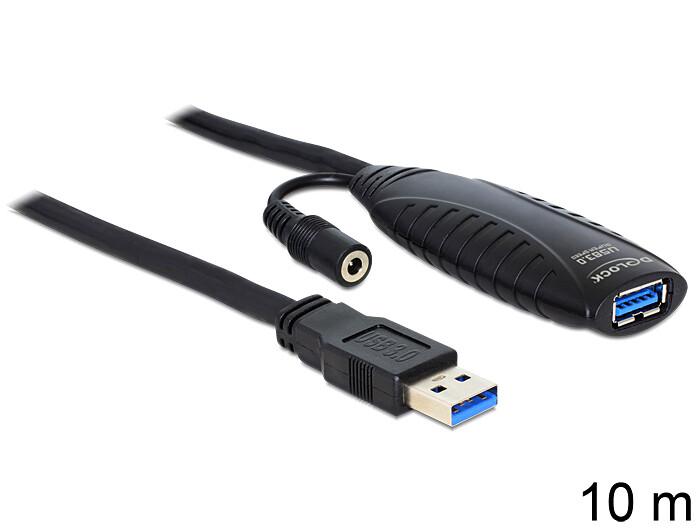 DeLOCK USB3.0-A - USB3.0-A, 10m USB кабел USB 3.2 Gen 1 (3.1 Gen 1) 10 м USB A 5 Гбит/с Черен