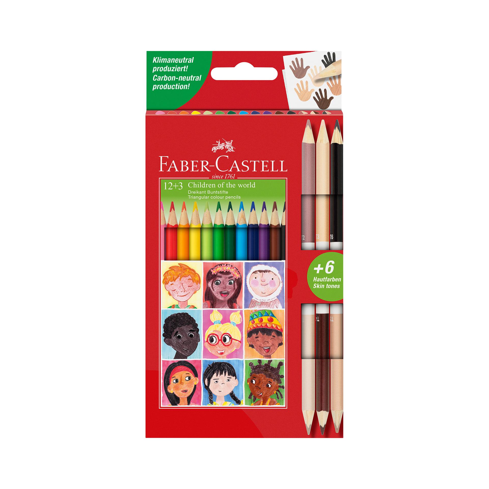 Faber-Castell Цветни моливи Triangular моливи, 12 стандартни и 3 телесни цвята