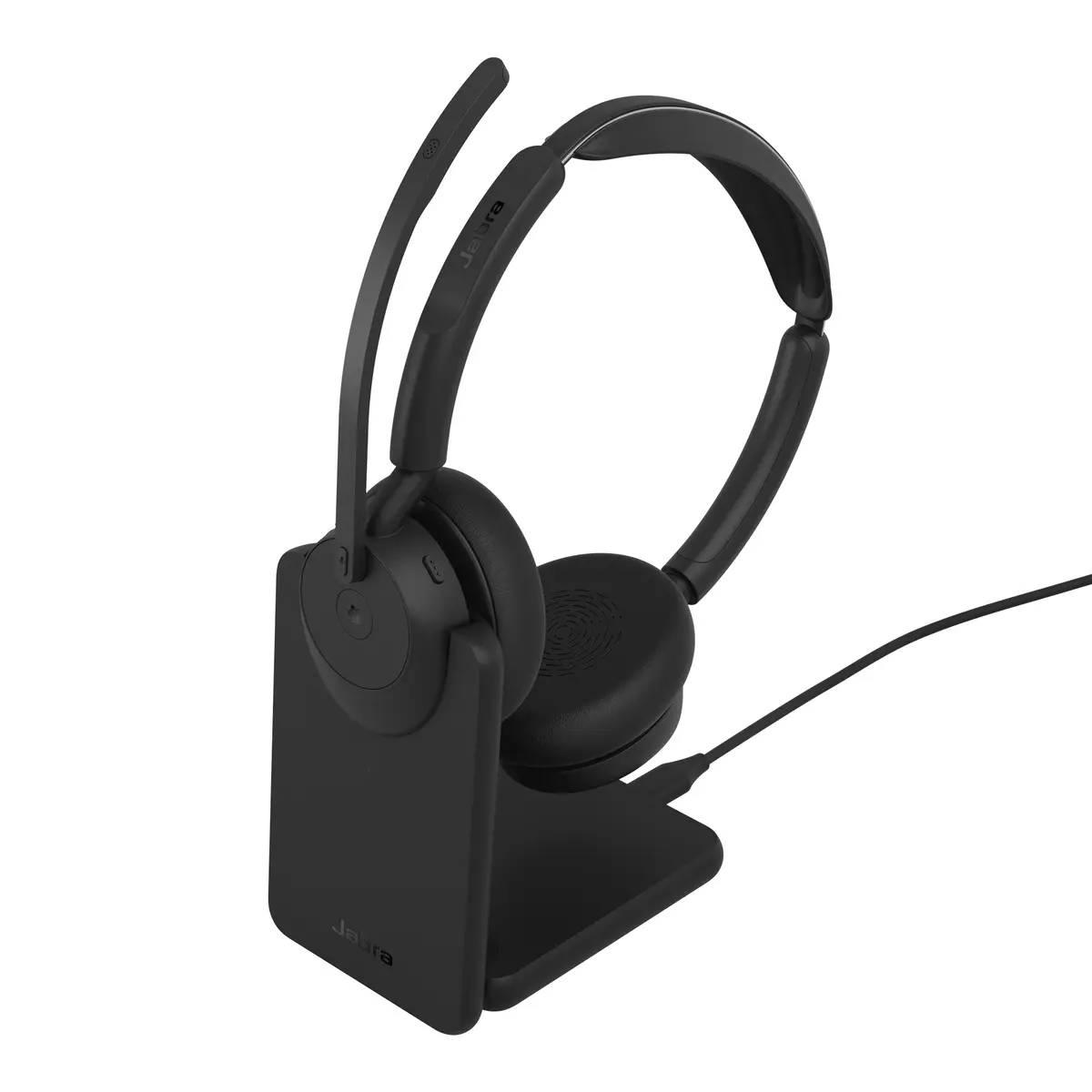 Jabra Evolve3 45 Stereo безжични стерео слушалки със стойка, ANC, LINK 390c, UC, черни | JAR Computers Jabra Evolve3 45 Stereo безжични стерео слушалки със стойка, ANC, LINK 390c, UC, черни