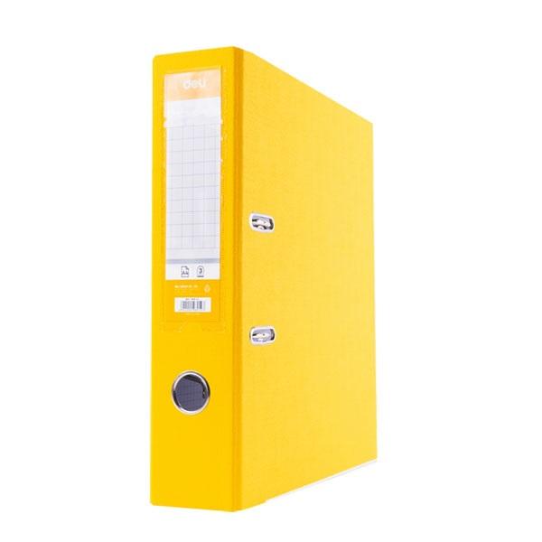 Класьор Deli, РР, A4, 75 мм, метален кант, сменяем етикет, жълт | JAR Computers Класьор Deli, РР, A4, 75 мм, метален кант, сменяем етикет, жълт