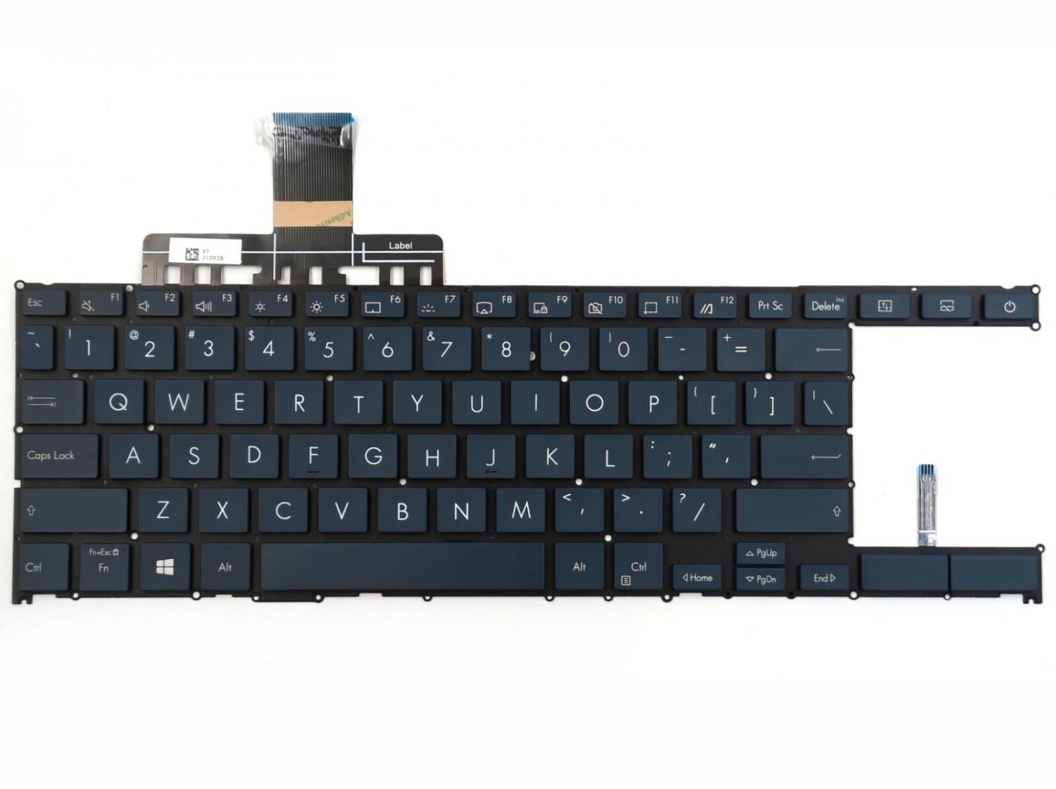 Клавиатура за лаптоп Asus ZenBook Duo 14 UX482 UX482E UX482EA Синя Без Рамка С Малък Ентър с Подсветка