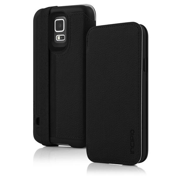Кожен кейс тип портфейл и твърд Feather кейс за Samsung Galaxy S5 SM-G900, Samsung Galaxy S5 Neo - Incipio Watson (черен) | JAR Computers Кожен кейс тип портфейл и твърд Feather кейс за Samsung Galaxy S5 SM-G900, Samsung Galaxy S5 Neo - Incipio Watson (черен)