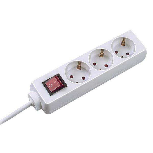 Power strip BACHMANN 3x, w/3m cable, White