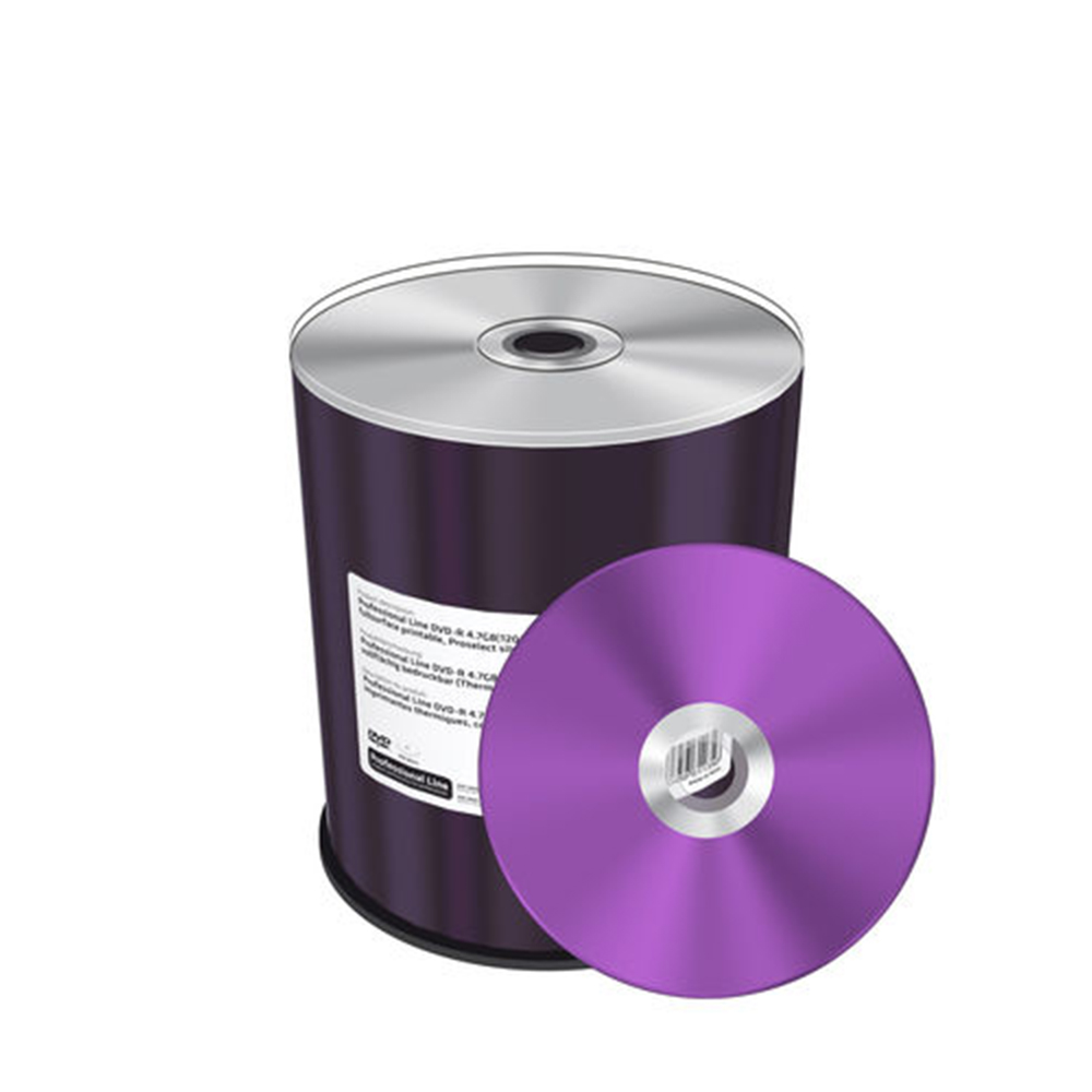 Professional Line DVD-R 4.7GB|120min 16x speed, inkjet fullsurface printable, Waterguard white, high-glossy and waterproof, wide sputtered, Cake 100