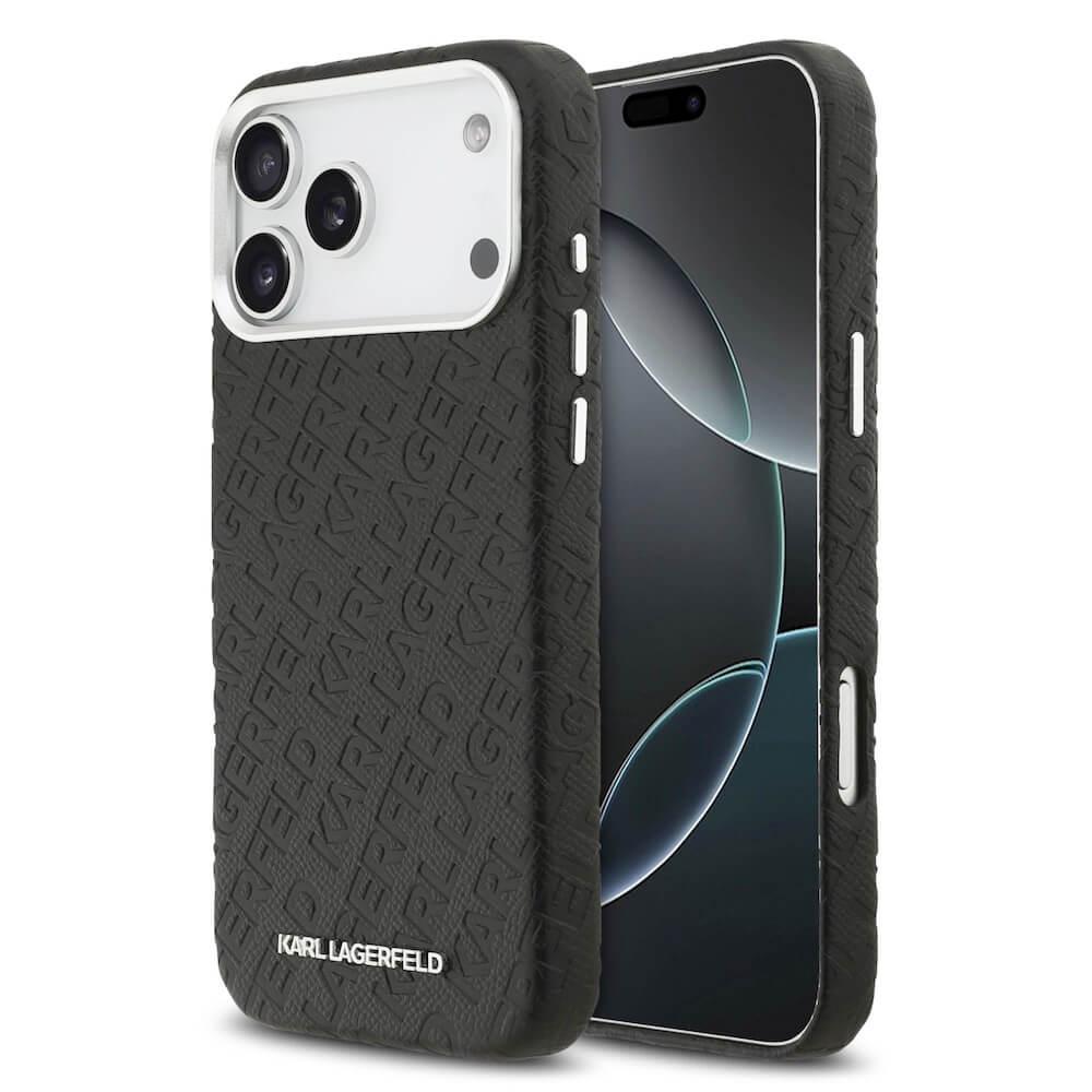 Дизайнерски кожен кейс с MagSafe за iPhone 17 Pro Max - Karl Lagerfeld PU Grained Repeated Logo MagSafe Leather Hard Case (черен) | JAR Computers Дизайнерски кожен кейс с MagSafe за iPhone 17 Pro Max - Karl Lagerfeld PU Grained Repeated Logo MagSafe Leather Hard Case (черен)