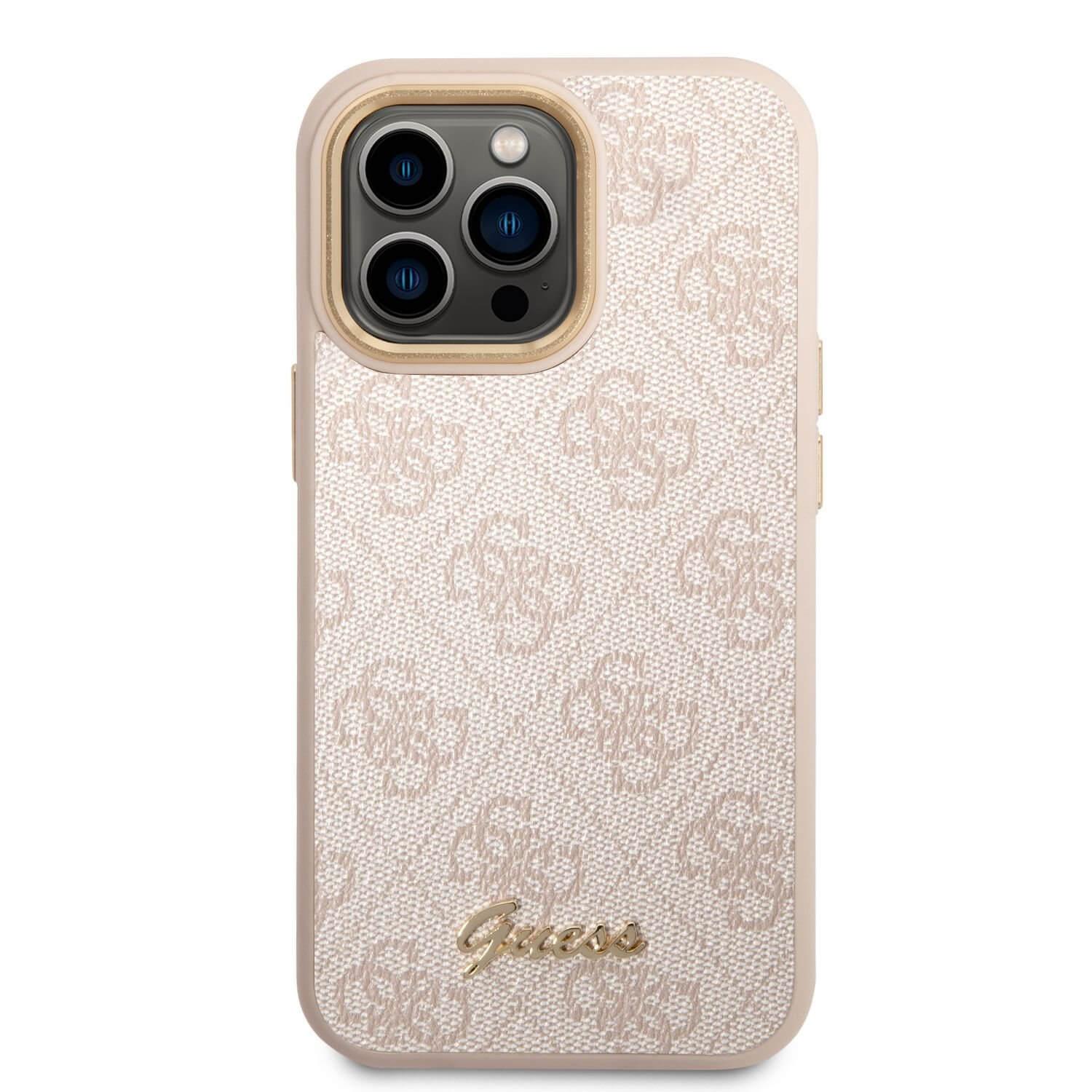 Дизайнерски кожен кейс за iPhone 14 Pro Max - Guess 4G Metal Camera Outline Case (розов) | JAR Computers Дизайнерски кожен кейс за iPhone 14 Pro Max - Guess 4G Metal Camera Outline Case (розов)