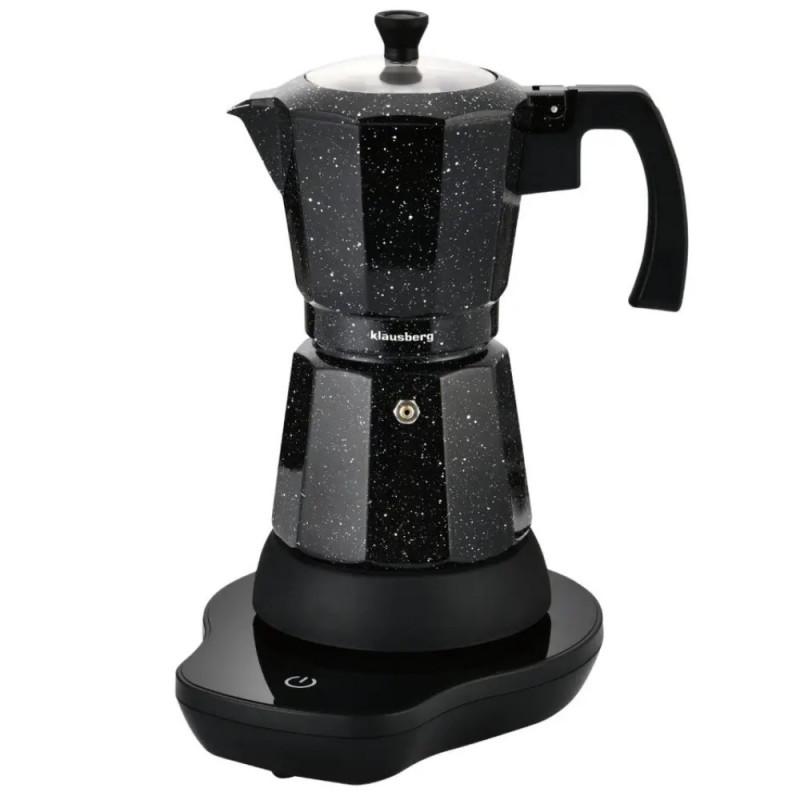 Електрическа кубинска кафеварка Klausberg KB 7998, 500W, 6 чаши, Вграден нагревател, Предпазен клапан, Черен мрамор