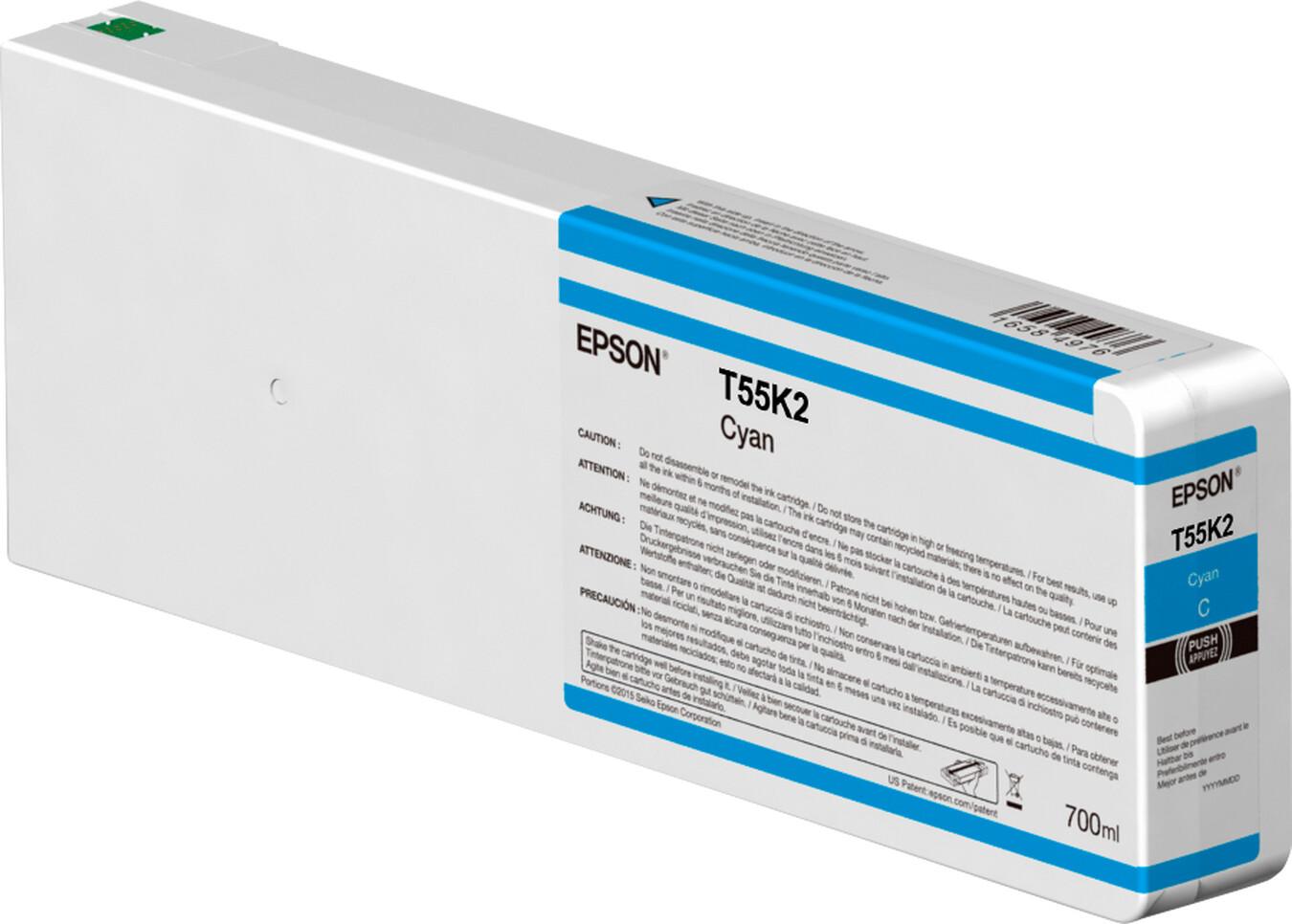 Epson Singlepack Cyan T55K200 UltraChrome HDX/HD 700ml | JAR Computers Epson Singlepack Cyan T55K200 UltraChrome HDX/HD 700ml