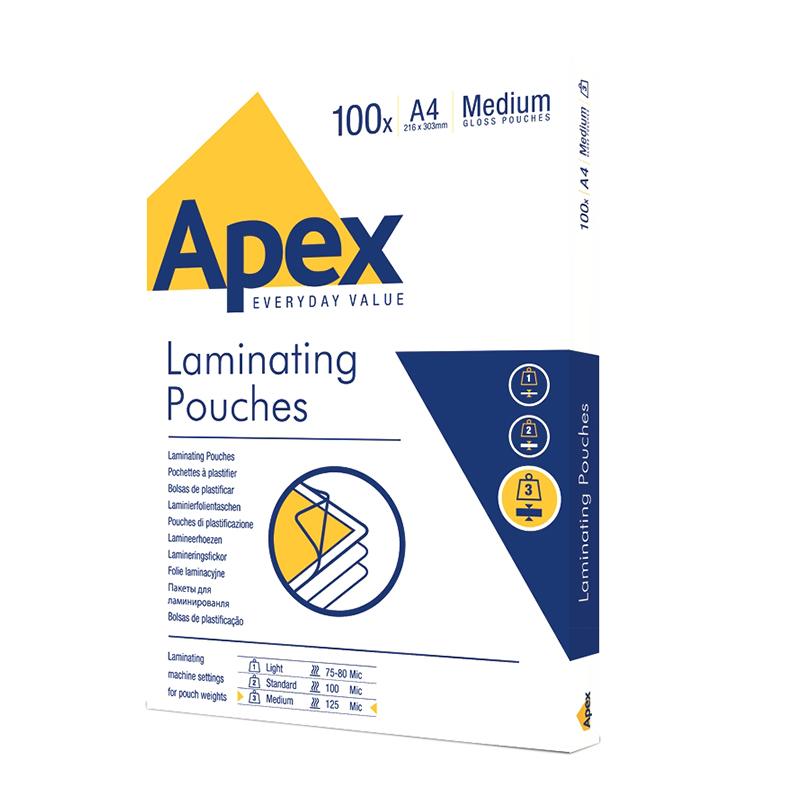 Фолио за ламиниране Apex, A4, 125 µm, 100 броя | JAR Computers Фолио за ламиниране Apex, A4, 125 µm, 100 броя