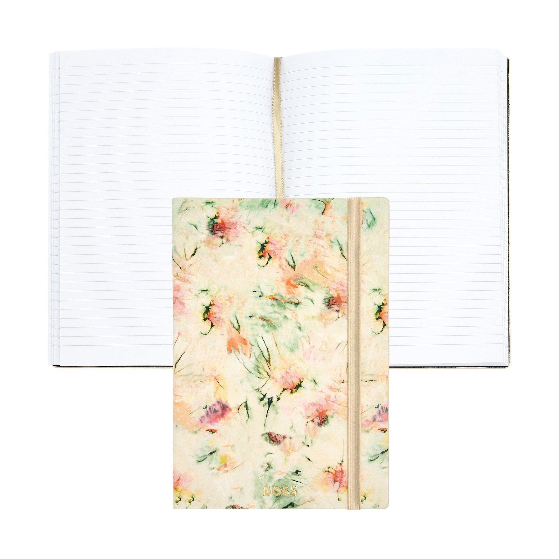 Hugo Boss Тефтер Tie-Dye Flower, A5, на редове, кремав