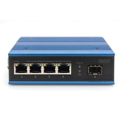 Мрежов суич DIGITUS Industrial Ethernet Switch - 5 Ports - 4x Base-Tx (10/100/1000) - 1x Base-Fx (1000) SFP - PoE