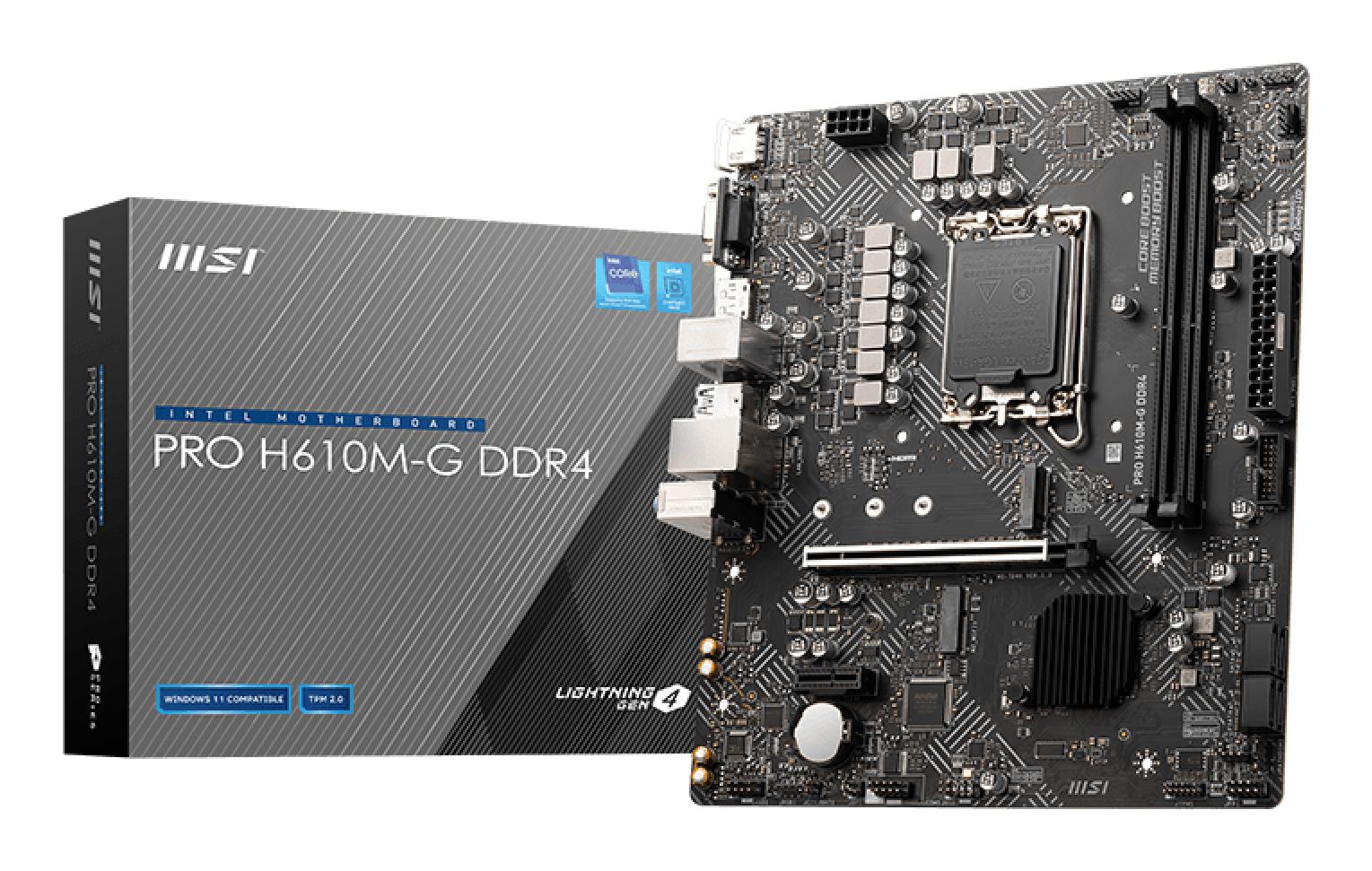 MSI PRO H610M-G DDR4 дънна платка Intel H610 LGA 1700 микро ATX | JAR Computers MSI PRO H610M-G DDR4 дънна платка Intel H610 LGA 1700 микро ATX