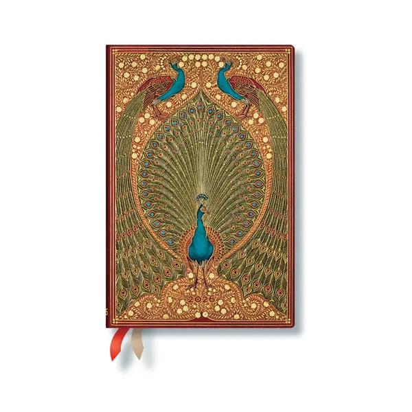 Paperblanks Планер Hafiz's Peacocks, Mini, 1 ден на страница, твърда корица, 208 листа, за 2026 година
