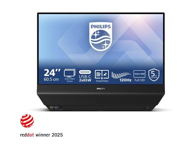 PHILIPS 24B2D5300/00 23.8inch FHD 120Hz IPS Flat Fixed Swivel 180 degree DUAL-sided monitor DualView 65W TUV EyeSafe certified USB