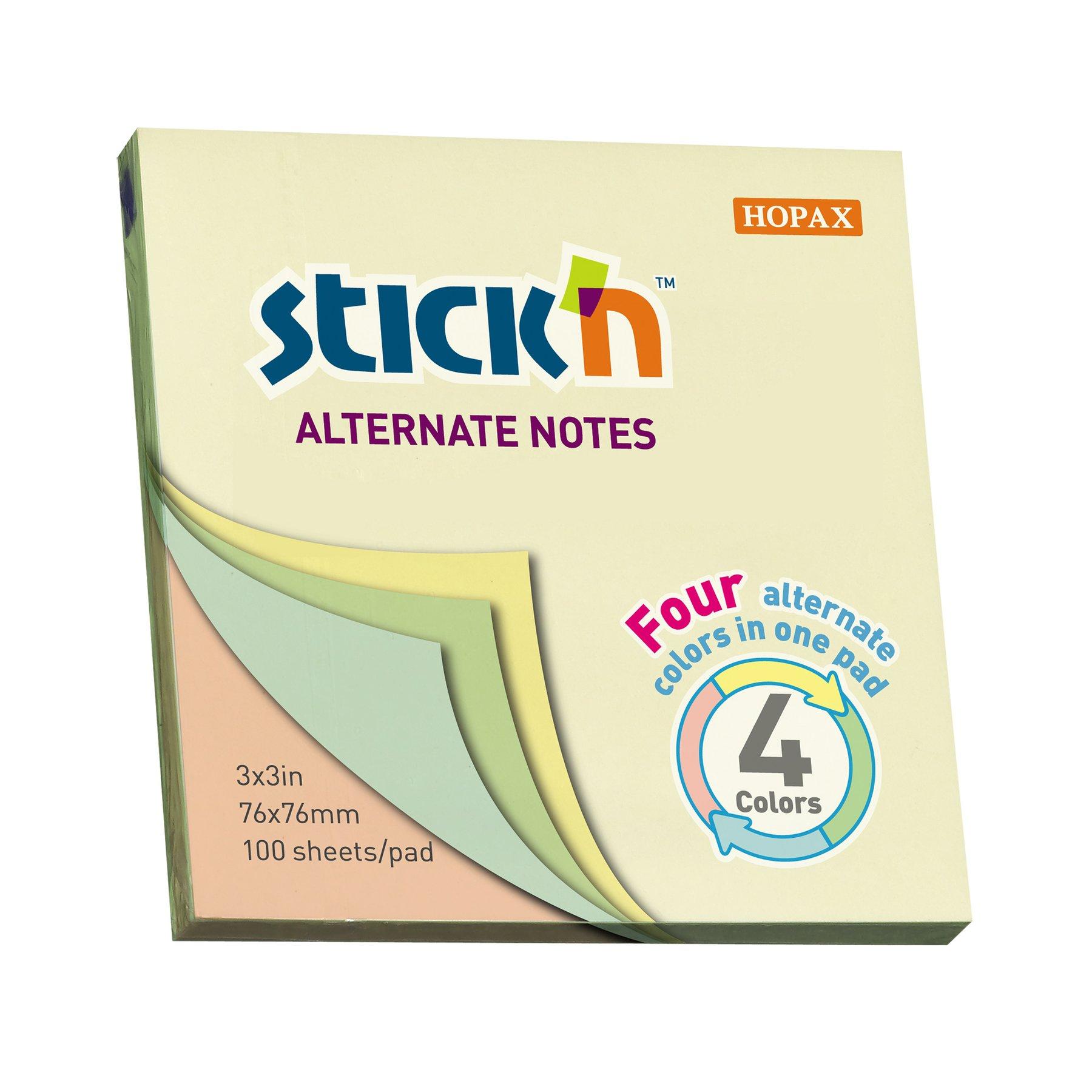 Stick'n Самозалепващи се листчета Alternate, 76 x 76 mm, пастелни, 100 листа