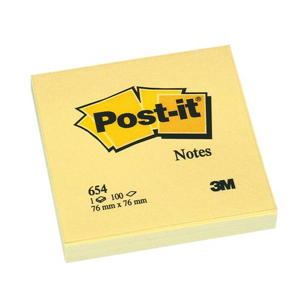 3M POST-IT NOTE YELLOW 654GE 76x76mm (MMM654GE)