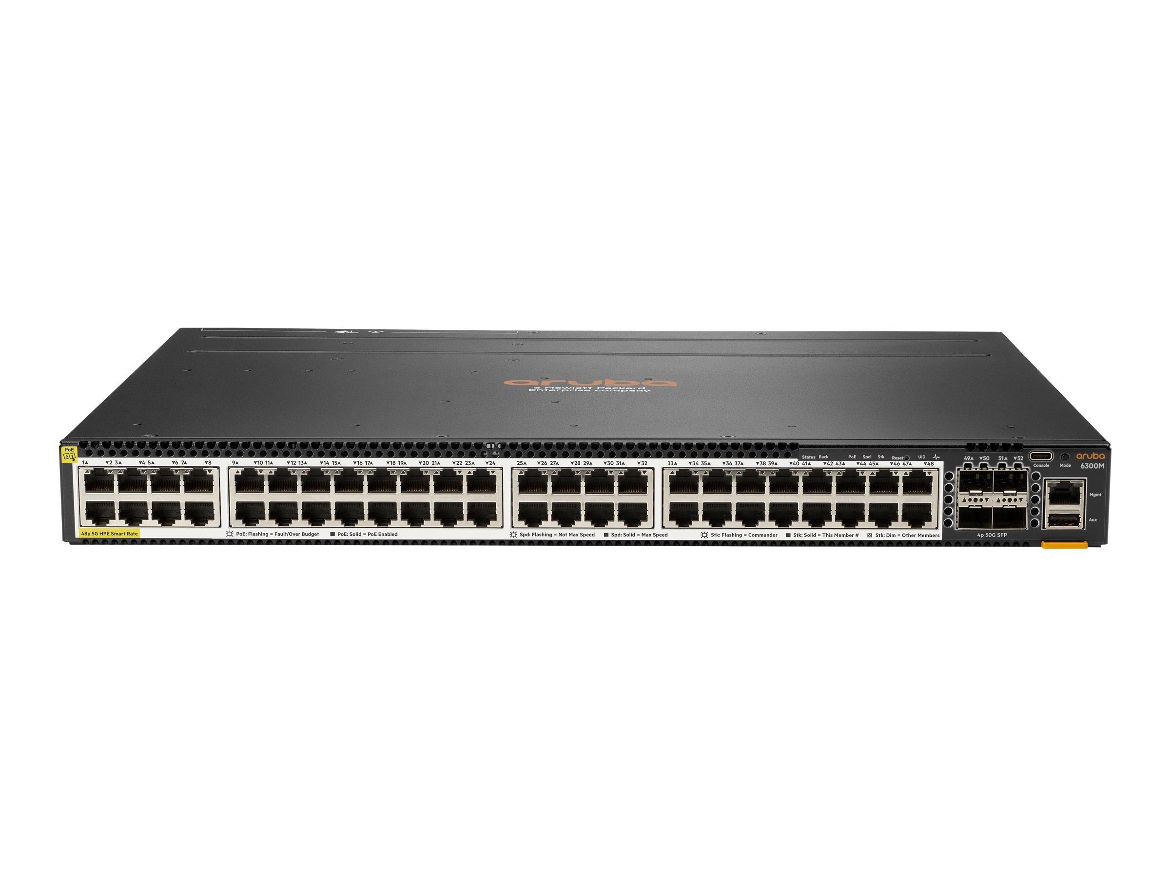 Aruba CX 6300M 48-port HPE Smart Rate 1/2.5/5GbE Class 6 PoE and 4-port SFP56 Switch | JAR Computers Aruba CX 6300M 48-port HPE Smart Rate 1/2.5/5GbE Class 6 PoE and 4-port SFP56 Switch