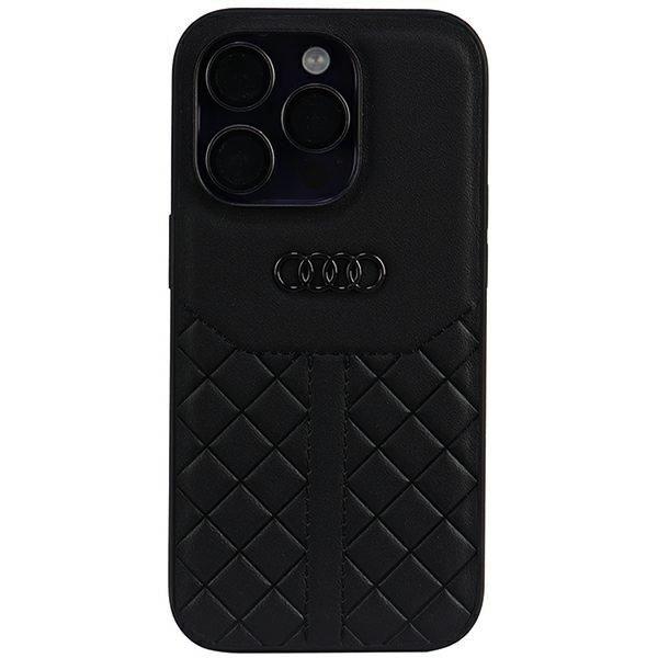 Audi Genuine Leather Case - дизайнерски кожен кейс за iPhone 14 Pro (черен)