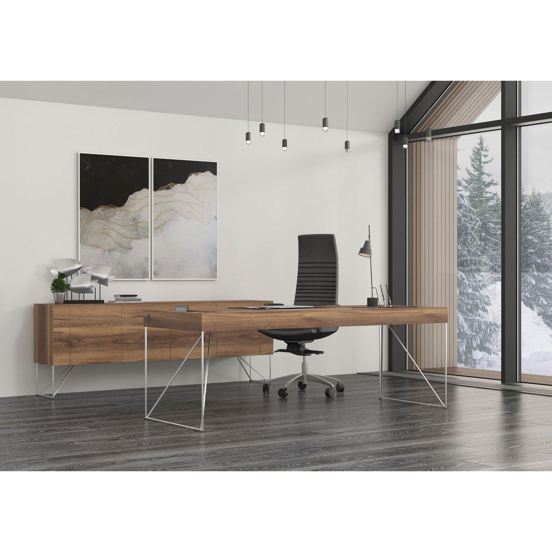 Бюро Narbutas Air Executive, 2200 x 800 x 740 mm, фурнир орех, бял метал