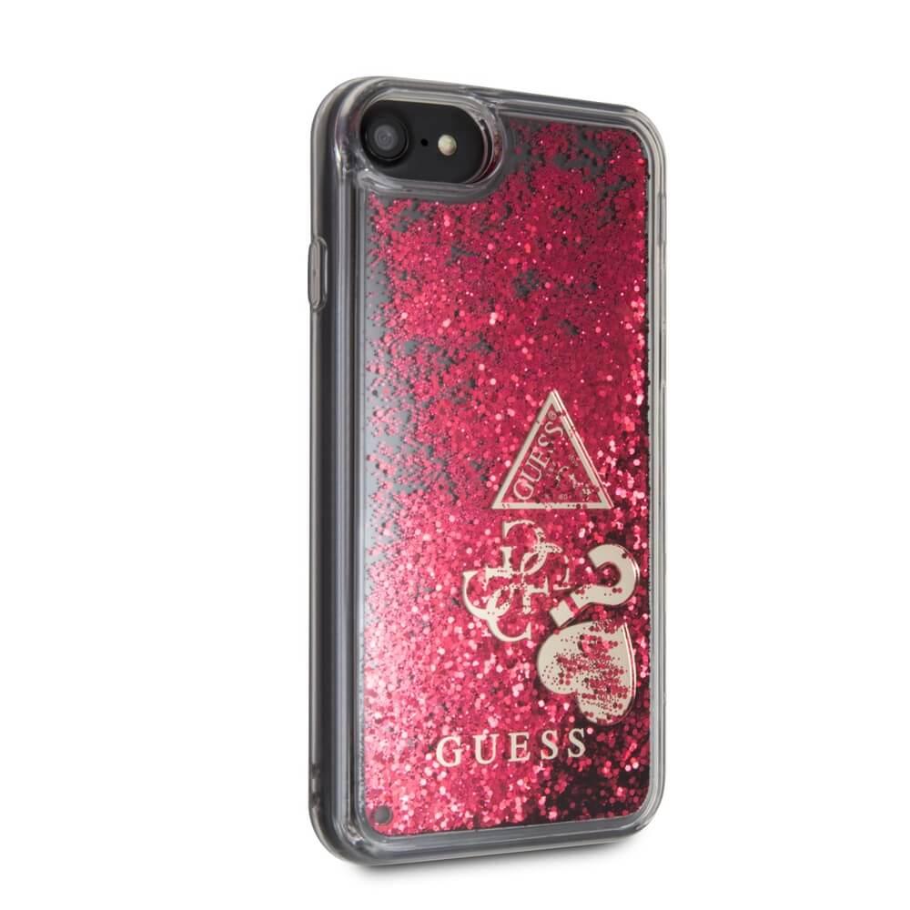 Дизайнерски кейс с висока защита за iPhone SE (2022), iPhone SE (2020), iPhone 8, iPhone 7 - Guess Liquid Glitter Hearts Case (червен) | JAR Computers Дизайнерски кейс с висока защита за iPhone SE (2022), iPhone SE (2020), iPhone 8, iPhone 7 - Guess Liquid Glitter Hearts Case (червен)