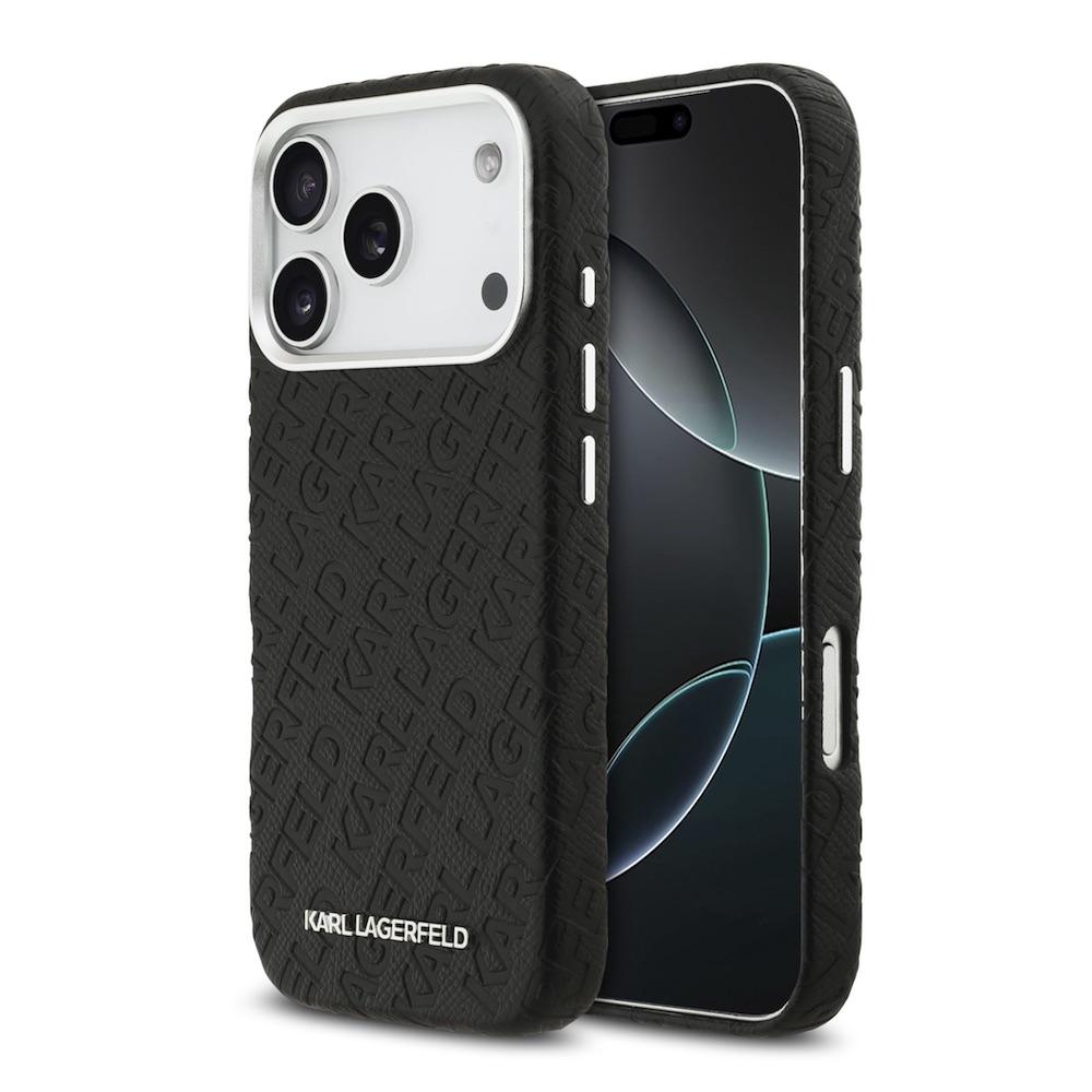 Дизайнерски кожен кейс с MagSafe за iPhone 17 Pro - Karl Lagerfeld PU Grained Repeated Logo MagSafe Leather Hard Case (черен) | JAR Computers Дизайнерски кожен кейс с MagSafe за iPhone 17 Pro - Karl Lagerfeld PU Grained Repeated Logo MagSafe Leather Hard Case (черен)