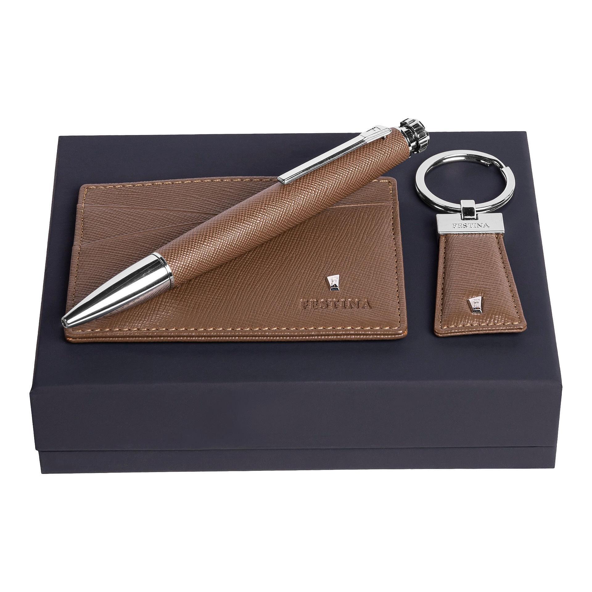 Festina Комплект химикалка, ключодържател и калъф за карти Chronobike, карамел | JAR Computers Festina Комплект химикалка, ключодържател и калъф за карти Chronobike, карамел