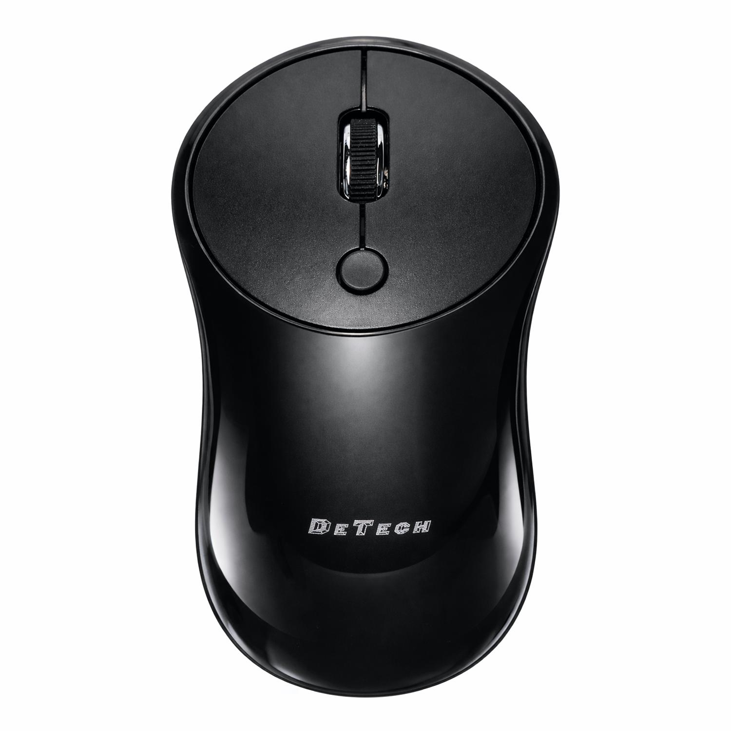 Мишка DeTech D12WL, Безжична, USB, Черен - 782