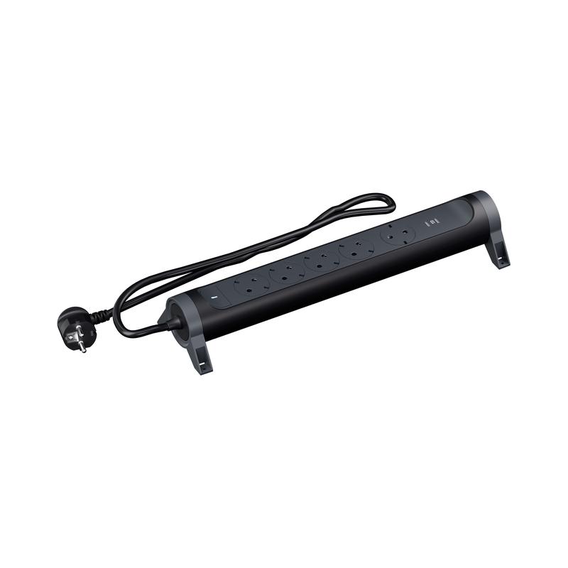 Разклонител 3x 2P+E Шуко и 2x USB тип C 20W Power Delivery с кабел 1.5m цвят Черен/тъмносив Premium - Legrand Premium 694442 | JAR Computers Разклонител 3x 2P+E Шуко и 2x USB тип C 20W Power Delivery с кабел 1.5m цвят Черен/тъмносив Premium - Legrand Premium 694442