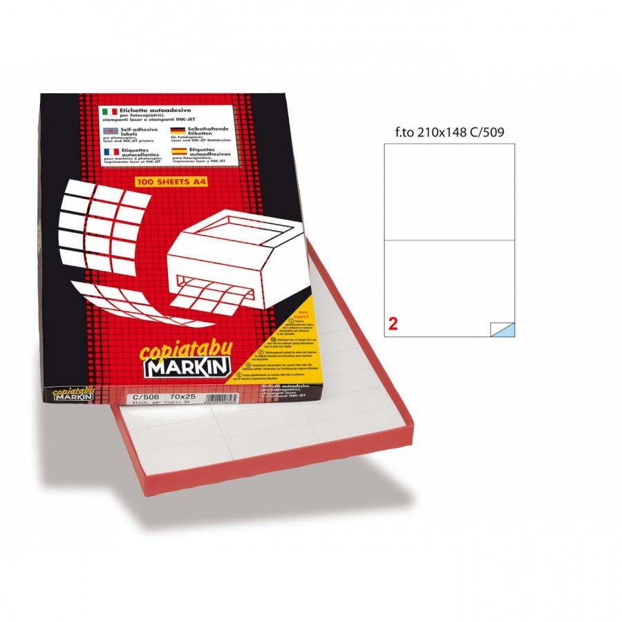 Самозалепващи етикети MARKIN Laser/Copier/Inkjet, бели, А4, 210x148.5мм, 2 бр./л., 100л. | JAR Computers Самозалепващи етикети MARKIN Laser/Copier/Inkjet, бели, А4, 210x148.5мм, 2 бр./л., 100л.