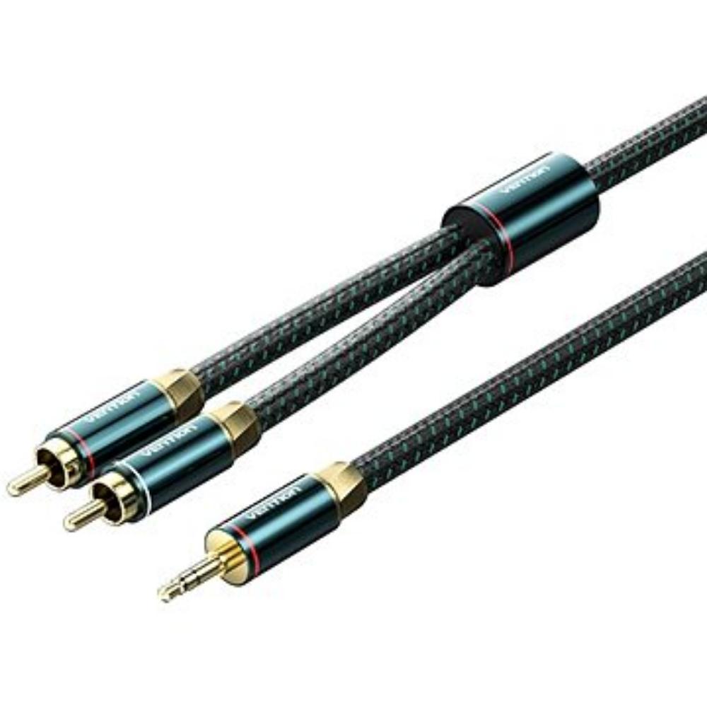 VENTION Cotton Braided 3.5mm Male to 2RCA Male Audio Cable 10M Green Copper Type (BCSGL) (VENBCSGL) | JAR Computers VENTION Cotton Braided 3.5mm Male to 2RCA Male Audio Cable 10M Green Copper Type (BCSGL) (VENBCSGL)