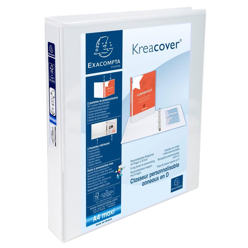 Exacompta Папка Kreacover, А4, с 2 ринга, 3 джоба, 47 mm, бяла | JAR Computers Exacompta Папка Kreacover, А4, с 2 ринга, 3 джоба, 47 mm, бяла
