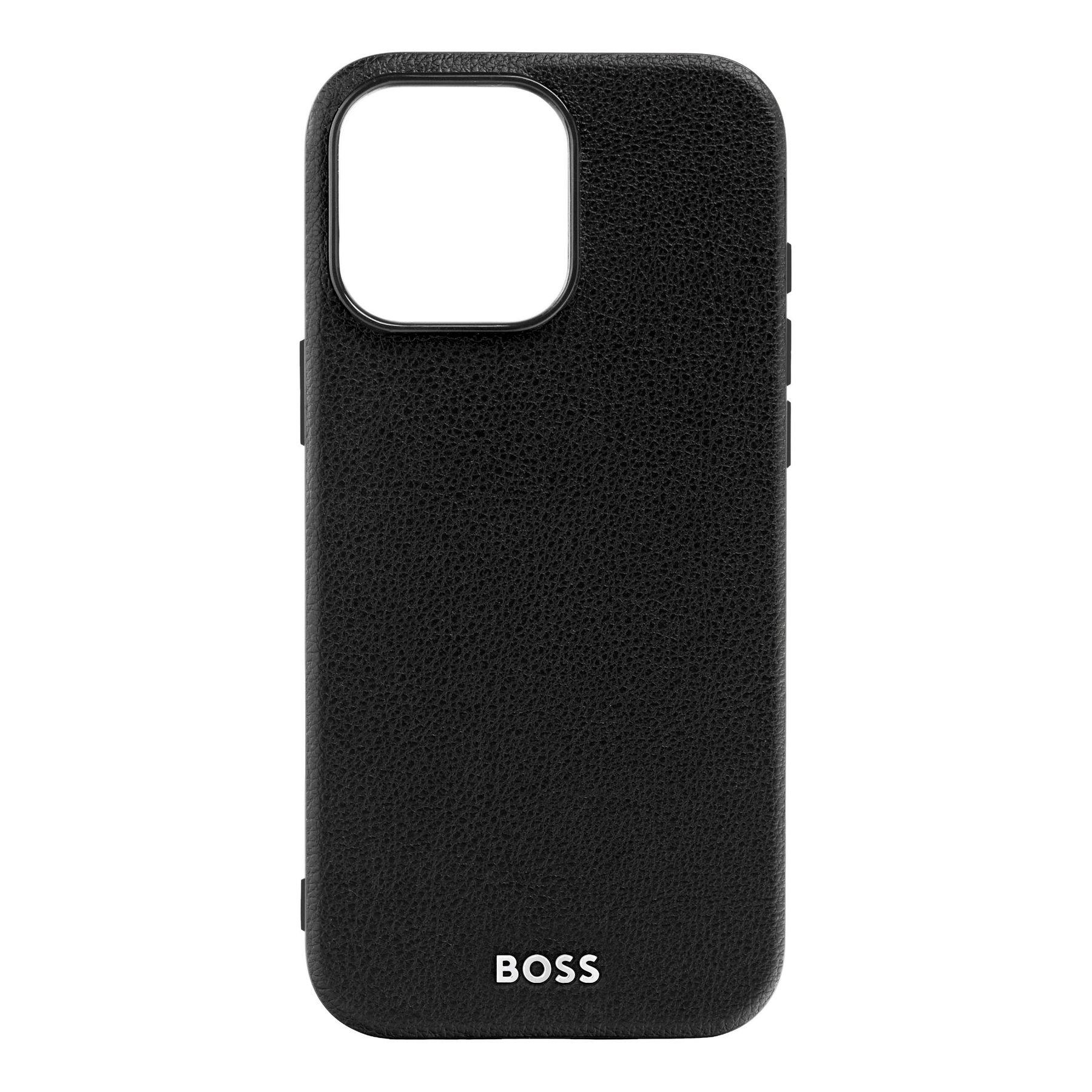 Hugo Boss Калъф за телефон Grained, за iPhone 16 Pro Max, черен | JAR Computers Hugo Boss Калъф за телефон Grained, за iPhone 16 Pro Max, черен