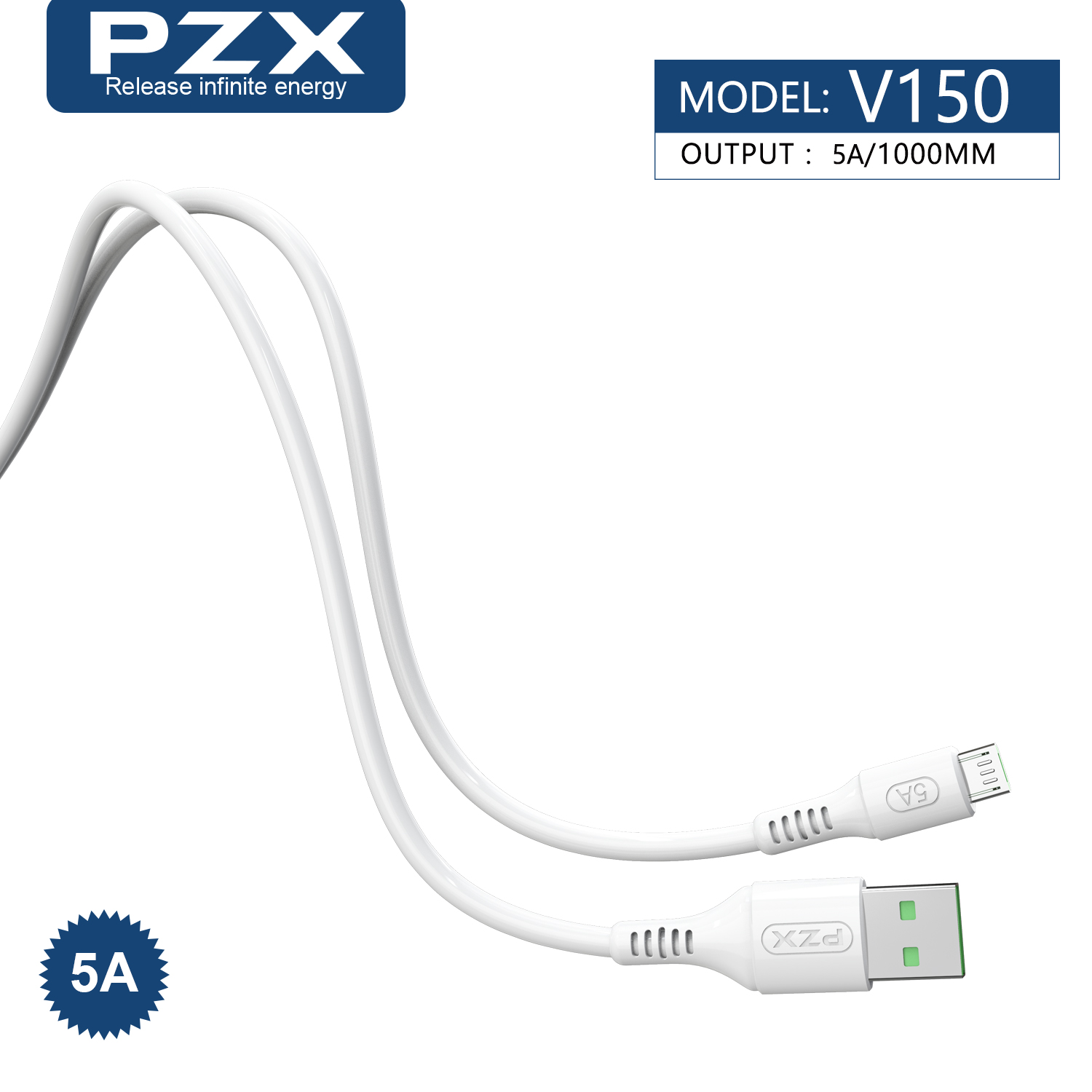 Кабел Micro USB PZX V150 5A 1m