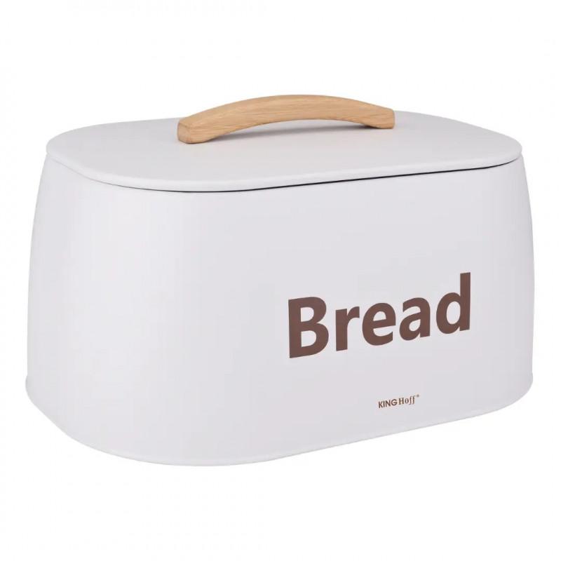 Кутия за хляб Kinghoff KH 1947, 35 см, Метално тяло, Дървена дръжка, Бял | JAR Computers Кутия за хляб Kinghoff KH 1947, 35 см, Метално тяло, Дървена дръжка, Бял