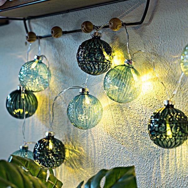 Лампички с топки, зелени, стъкло, 10LED с адаптор | JAR Computers Лампички с топки, зелени, стъкло, 10LED с адаптор