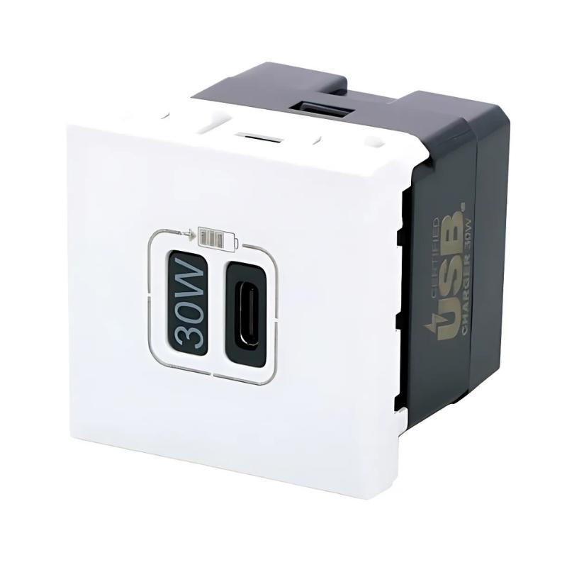 Розетка USB тип C Power Delivery 30W 3A 2М Бял - Legrand Mosaic 077585L | JAR Computers Розетка USB тип C Power Delivery 30W 3A 2М Бял - Legrand Mosaic 077585L