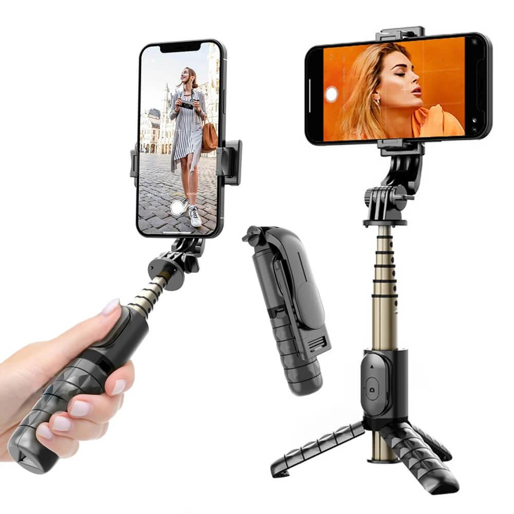 Techsuit Q10 Mini Selfie Stick Telescopic Tripod with Bluetooth Remote - разтегаем безжичен селфи стик и трипод за мобилни телефони (черен)
