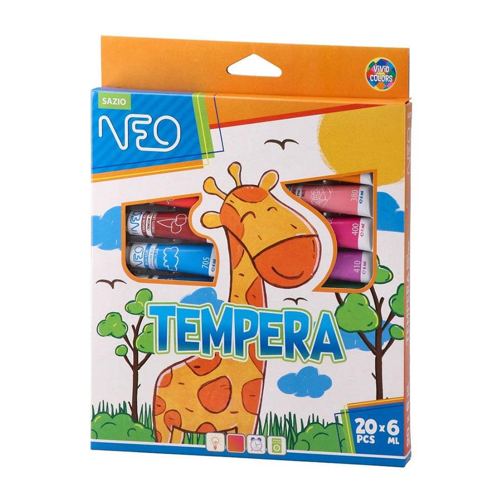 Темперни бои Sazio Fantasy, в тубички по 6 ml, 20 цвята | JAR Computers Темперни бои Sazio Fantasy, в тубички по 6 ml, 20 цвята