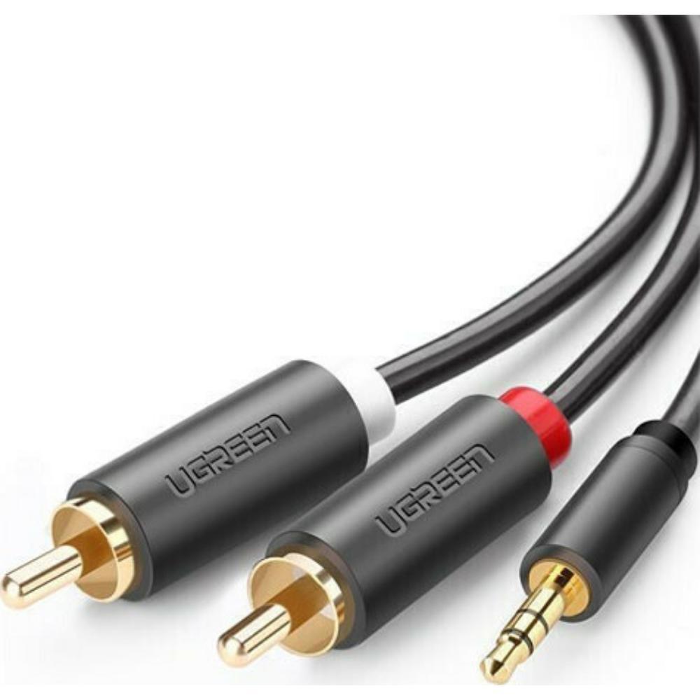 Ugreen AV102 2x RCA cable Cinch jack 3.5 mm 3m black (10512) (UGR10512) | JAR Computers Ugreen AV102 2x RCA cable Cinch jack 3.5 mm 3m black (10512) (UGR10512)